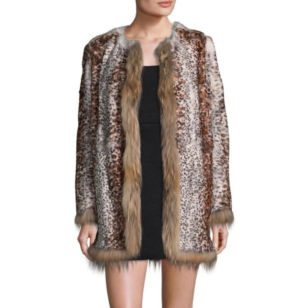 🆕 VALENTINO 100% Rabbit Fur Leopard Print Coat
